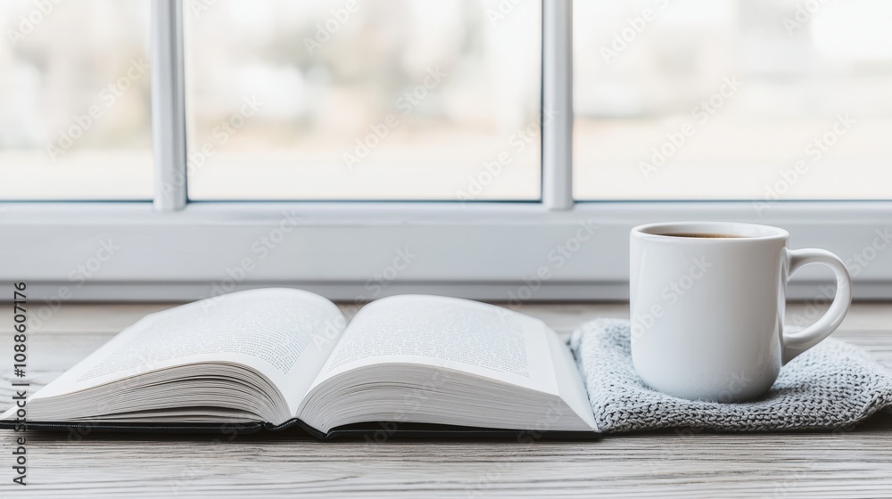 Cozy Morning Open Book Coffee Window Light Relaxation Cozy Morning Open Book Coffee Window Light Relaxation