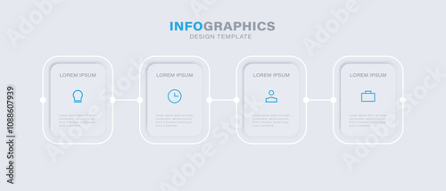 Rectangular choice template for business and commerce infographic chart design. Corporate development processes infochart with thin line icons. Instructional graphics with 4 steps or options