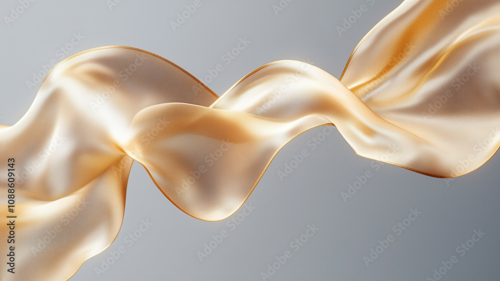 Feminine Elegance: Dynamic Silk Ribbon on Gradient Gray Background Feminine Elegance: Dynamic Silk Ribbon on Gradient Gray Background
