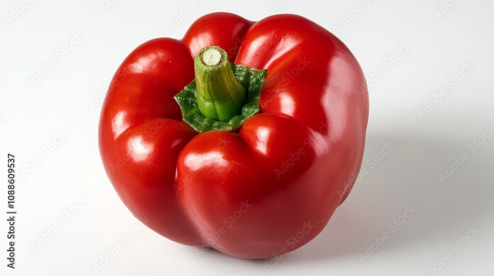 A whole red bell pepper with its shiny, smooth surface and vibrant red color, Each bell pepper’s vibrant color and subtle imperfections captured with precision A whole red bell pepper with its shiny, smooth surface and vibrant red color, Each bell pepper’s vibrant color and subtle imperfections captured with precision