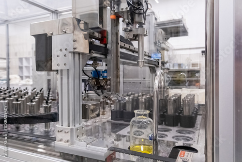 Close up view of a high technology machine in a factory, or testing center, or research and development laboratory.