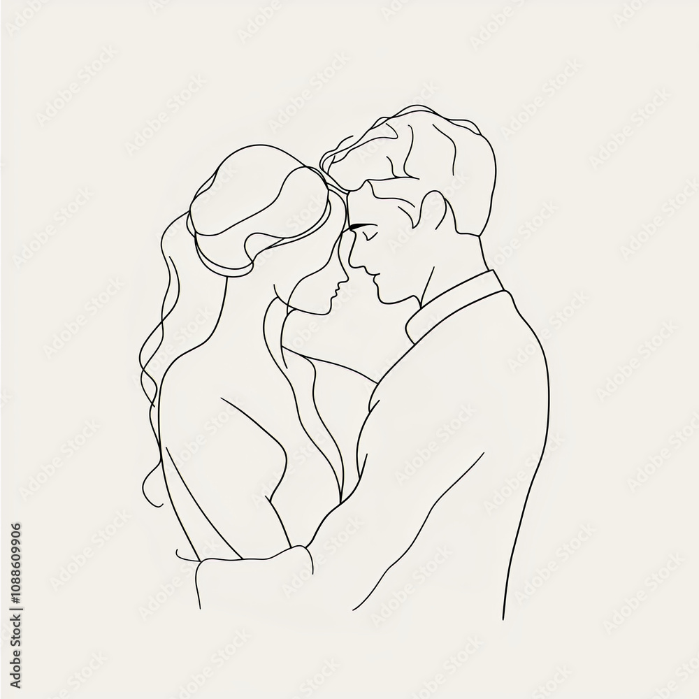 Minimalistic line art illustration of a romantic couple hugging tenderly, symbolizing love, intimacy, and Propose Day celebration, perfect for themes of relationships, connection, and emotional moment Minimalistic line art illustration of a romantic couple hugging tenderly, symbolizing love, intimacy, and Propose Day celebration, perfect for themes of relationships, connection, and emotional moment
