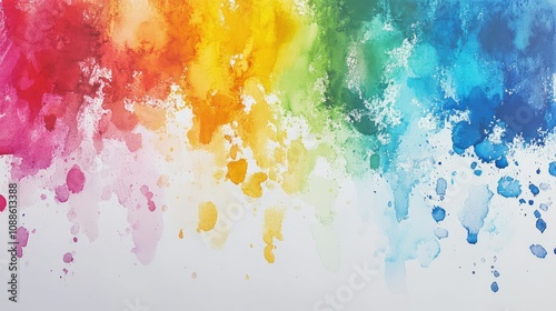 Rainbow watercolor border, school essentials decor, 3D illustration, creative sips colors, paint and sip deals copy space.