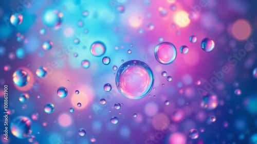 Wallpaper Mural Water Droplets on Glass with Neon Color Reflections Torontodigital.ca