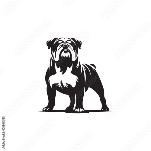 Minimal Silhouette of Bulldog - Vector Of Bulldog - Illustration Of Bulldog.