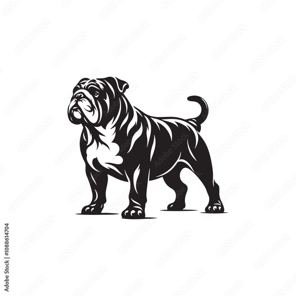 Minimal Silhouette of Bulldog - Vector Of Bulldog - Illustration Of Bulldog. Minimal Silhouette of Bulldog - Vector Of Bulldog - Illustration Of Bulldog.