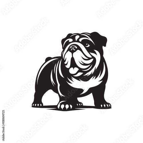 Minimal Silhouette of Bulldog - Vector Of Bulldog - Illustration Of Bulldog.