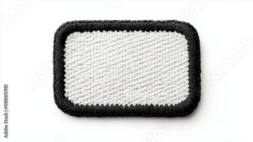Black & White Embroidered Patch Mockup: Rectangular, Seamless Background