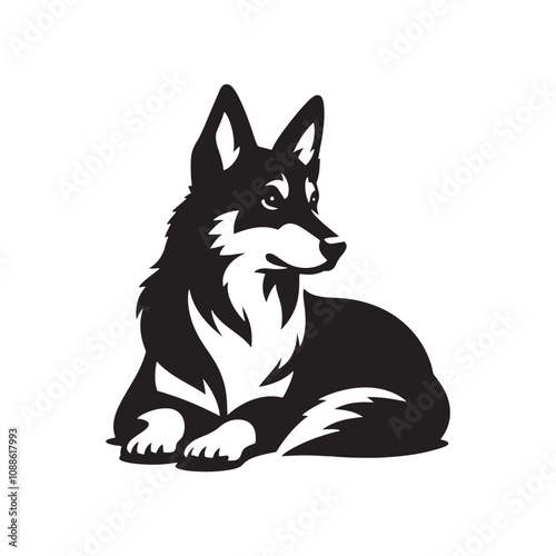 Canaan Dog Vector - Minimalist Canaan Dog Design - Canaan Dog Illustration - Dog Silhouette.