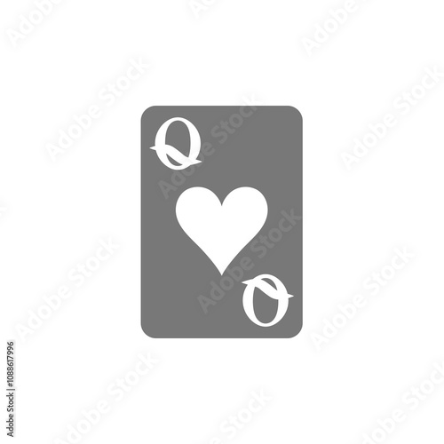 Queen of hearts vector icon. Queen playing card with heart symbol.