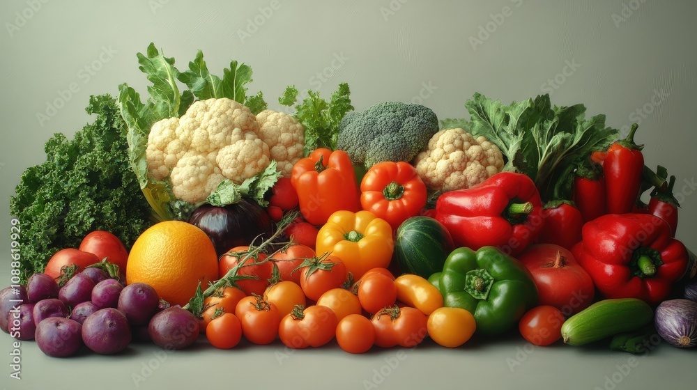 A vibrant arrangement of fresh vegetables showcasing a variety of colors and textures, perfect for healthy cooking inspiration. A vibrant arrangement of fresh vegetables showcasing a variety of colors and textures, perfect for healthy cooking inspiration.