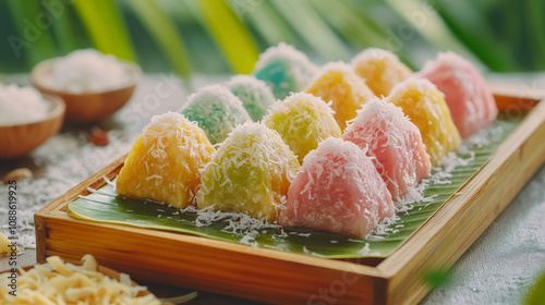 kanom tom coconut-covered dumplings photo