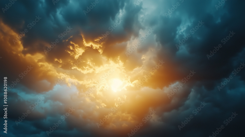 dramatic sky with dark clouds and sun breaking through, creating striking contrast and illuminating stormy weather with warm glow dramatic sky with dark clouds and sun breaking through, creating striking contrast and illuminating stormy weather with warm glow