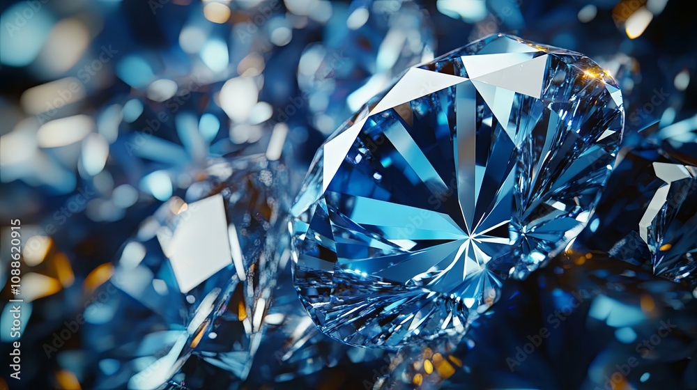 Blue Diamonds: Close-up Macro Photography of Sparkling Gemstones Blue Diamonds: Close-up Macro Photography of Sparkling Gemstones