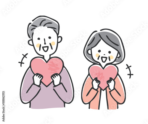 ハートを持っているシニア夫婦