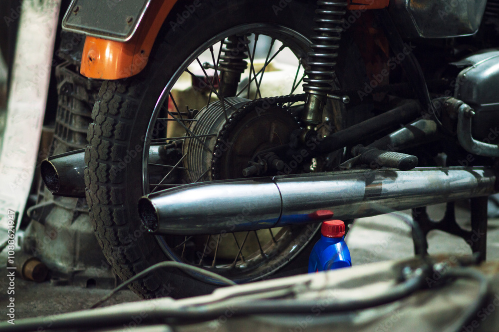 custom made wallpaper toronto digitala mechanic disassembles an old dirty car engine on a red lift for repair and tuning