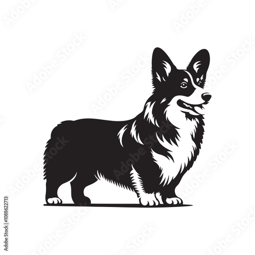 Cardigan Welsh Corgi Silhouette - Cardigan Welsh Corgi Vector - Illustration of Cardigan Welsh Corgi.