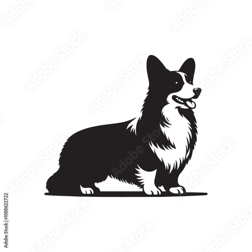 Cardigan Welsh Corgi Silhouette - Cardigan Welsh Corgi Vector - Illustration of Cardigan Welsh Corgi.