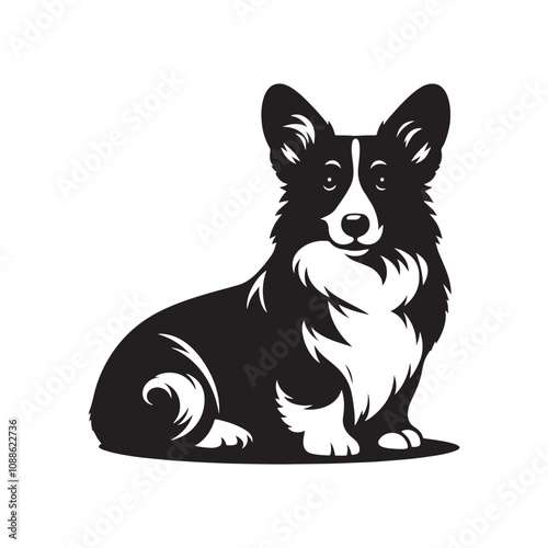 Cardigan Welsh Corgi Silhouette - Cardigan Welsh Corgi Vector - Illustration of Cardigan Welsh Corgi.