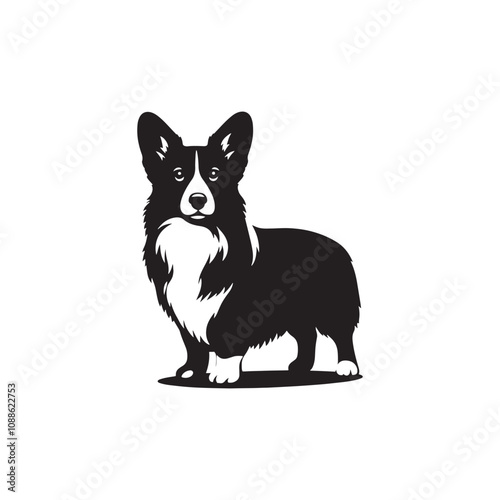 Cardigan Welsh Corgi Silhouette - Cardigan Welsh Corgi Vector - Illustration of Cardigan Welsh Corgi.