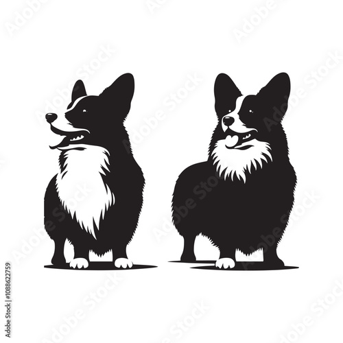 Cardigan Welsh Corgi Silhouette - Cardigan Welsh Corgi Vector - Illustration of Cardigan Welsh Corgi.