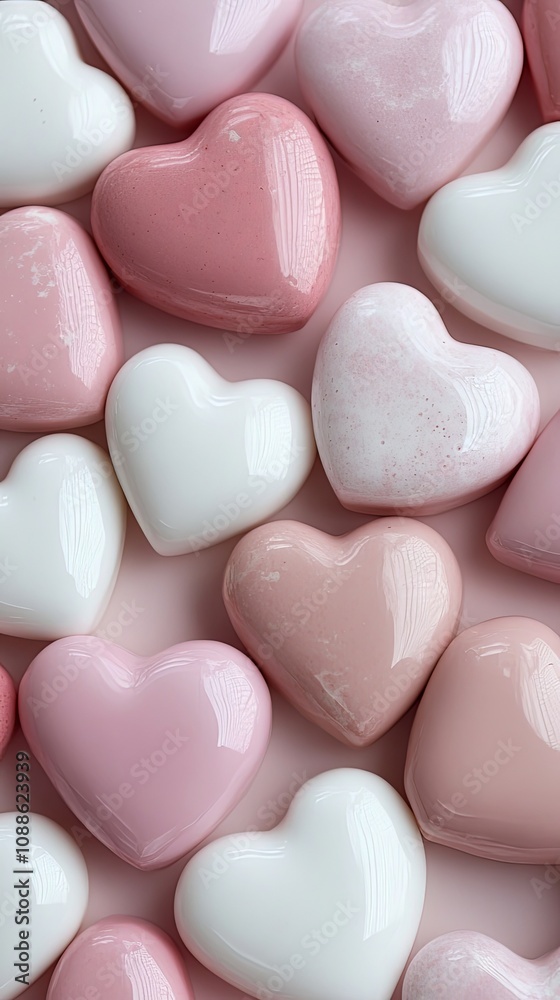 Obraz premium Pink and White Heart Shapes: Romantic Decor