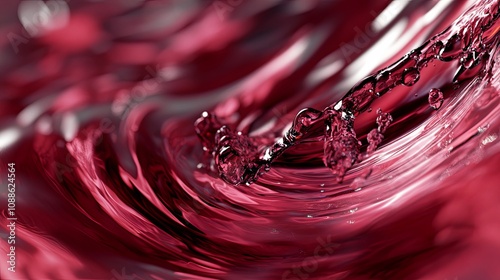 Red Liquid Splash with Ripples and Bubbles: Abstract Photography photo