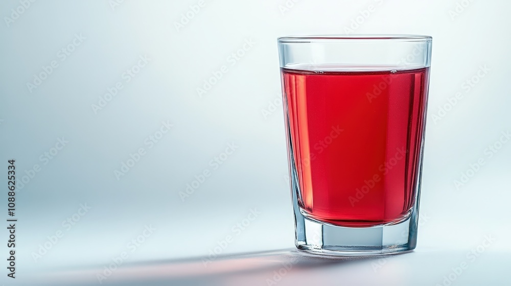On a transparent white background, a glass of ready-to-drink fruit juice stands out with its vivid color. On a transparent white background, a glass of ready-to-drink fruit juice stands out with its vivid color.