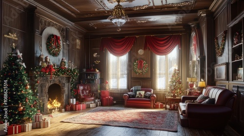 room decorated for Christmas