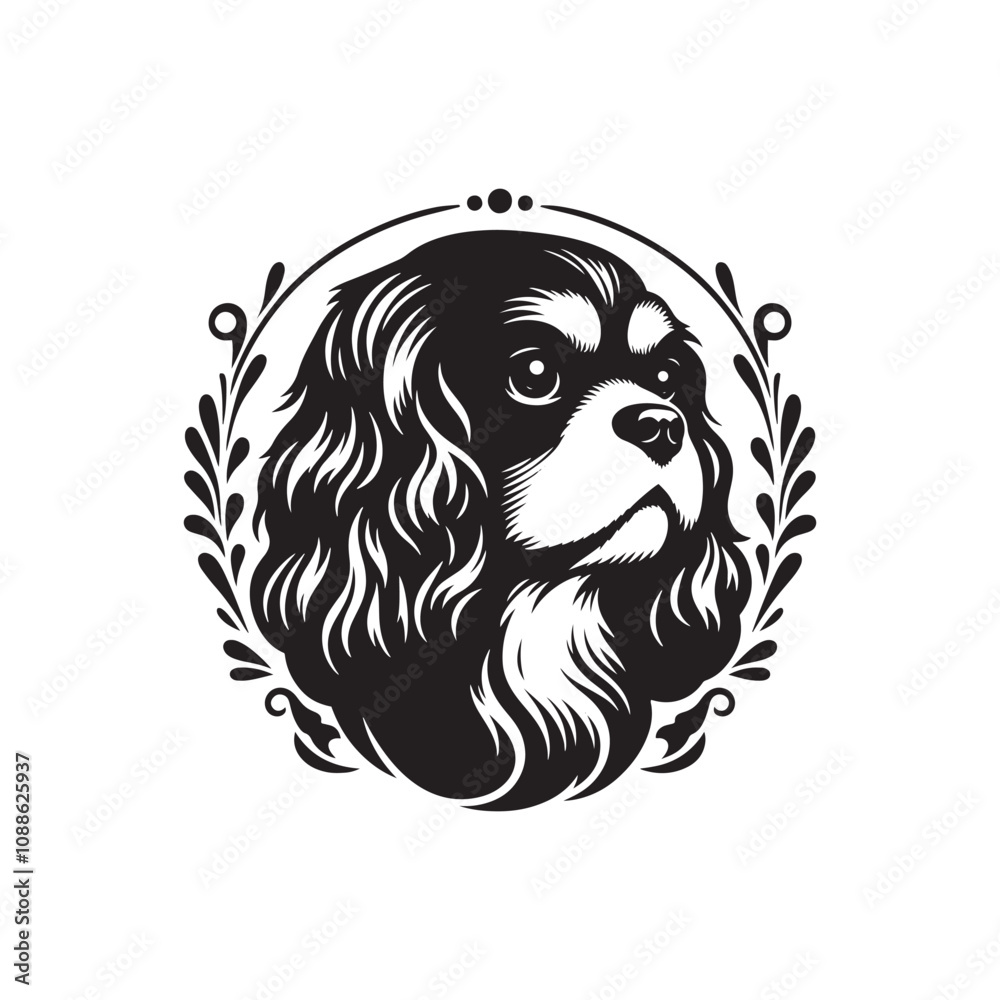 Fototapeta premium Minimalist Cavalier King Charles Spaniel Silhouette - Cavalier King Charles Spaniel Vector - Dog Illustration.