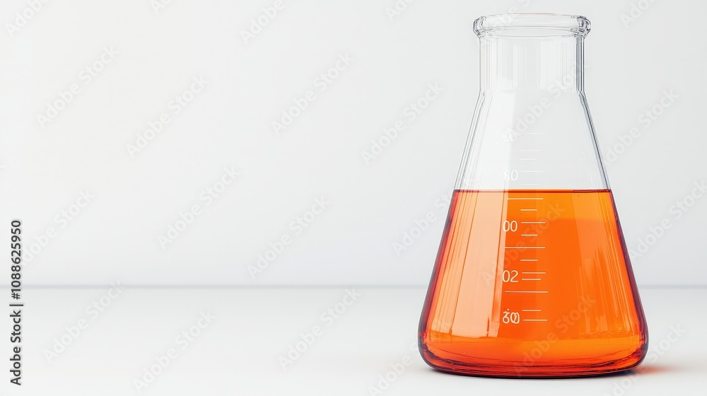 Erlenmeyer Flask with Orange Liquid Science Chemistry Lab Experiment Research Erlenmeyer Flask with Orange Liquid Science Chemistry Lab Experiment Research