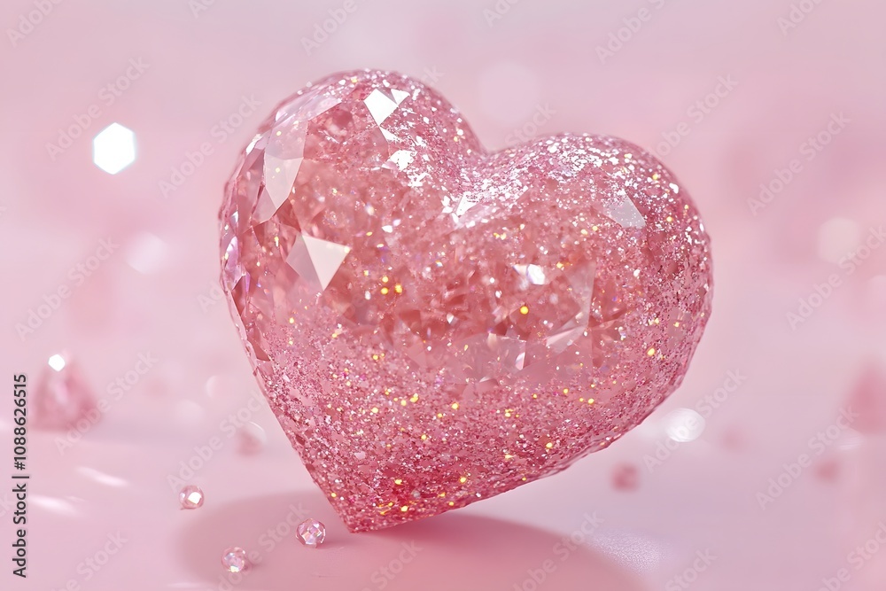 Obraz premium pink heart Diamond atmospheric lighting background,generation AI