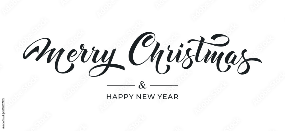 Merry Christmas and Happy New Year hand lettering calligraphy. Vector holiday illustration element. Typographic element for congratulations. Merry Christmas and Happy New Year hand lettering calligraphy. Vector holiday illustration element. Typographic element for congratulations.