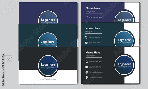 Minimal modern simple business card and name card design for corporate business with multiple color variations