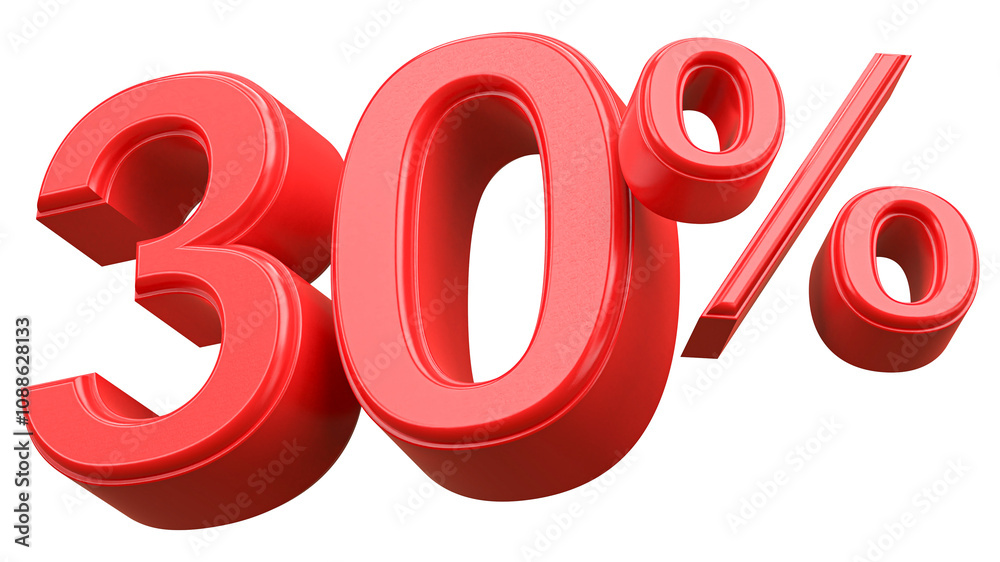 30 Percent Off Discount Red Number 3D Render 30 Percent Off Discount Red Number 3D Render
