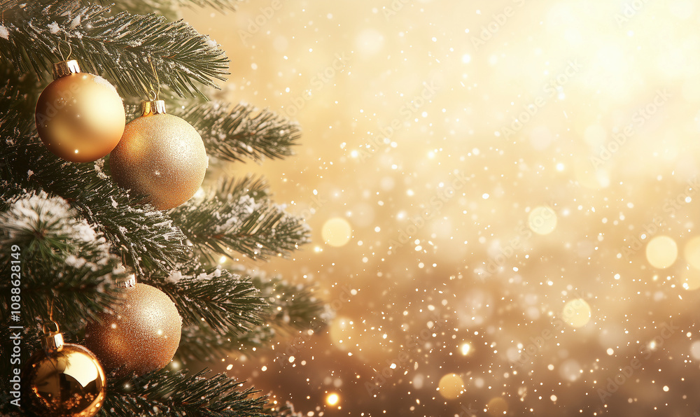 New Year and Christmas decorations, balls and xmas tree on golden background, generated ai
New Year and Christmas decorations, balls and xmas tree on golden background, generated ai