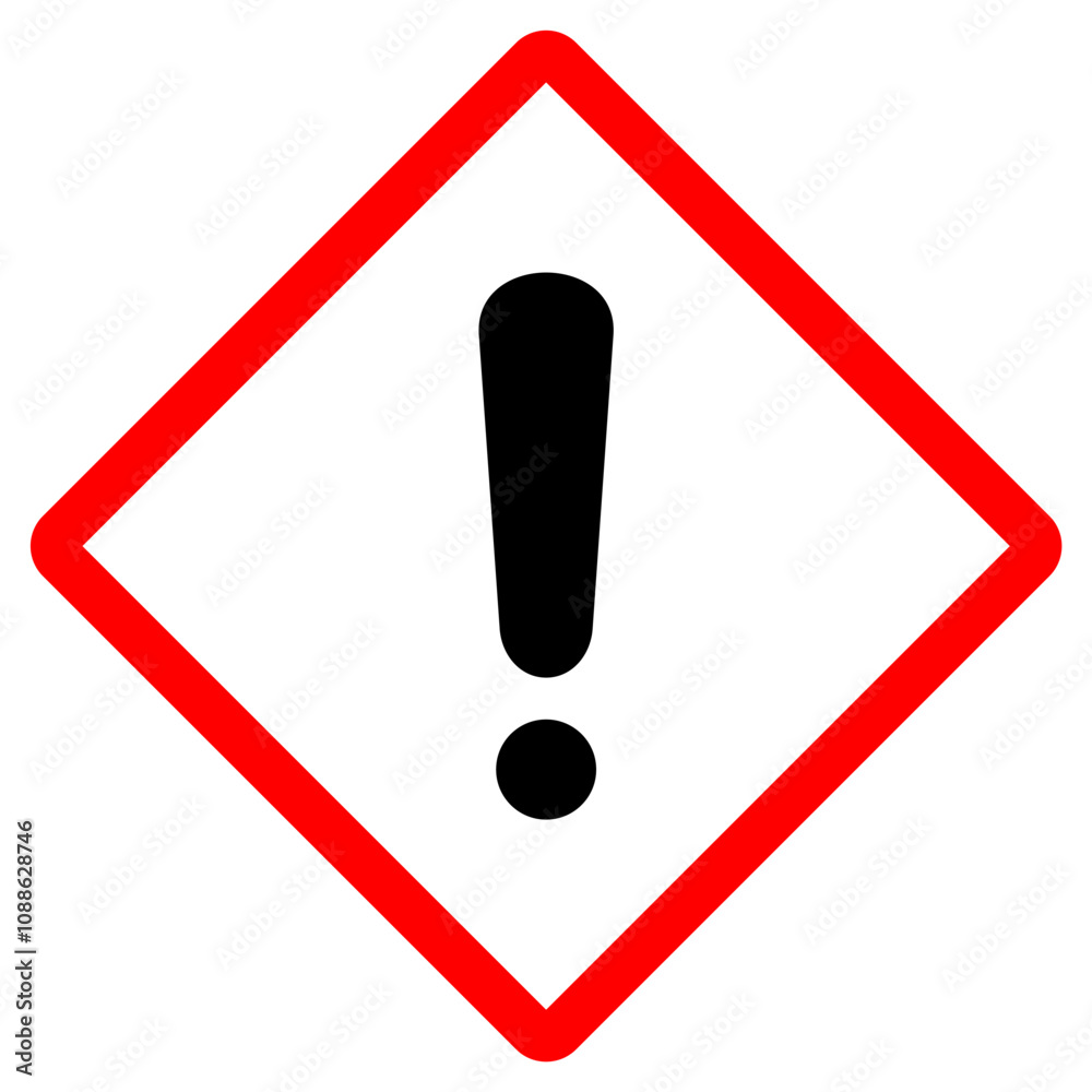 Red Exclamation Mark Sticker Template - Attention Sign, Information Symbol, Mockup Banner, Editable Scalable Vector Graphic Isolated on White Background EPS File. Square Red Exclamation Mark Sticker Template - Attention Sign, Information Symbol, Mockup Banner, Editable Scalable Vector Graphic Isolated on White Background EPS File. Square