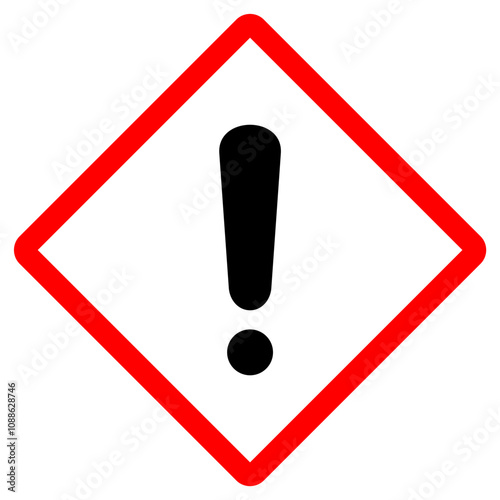 Red Exclamation Mark Sticker Template - Attention Sign, Information Symbol, Mockup Banner, Editable Scalable Vector Graphic Isolated on White Background EPS File. Square