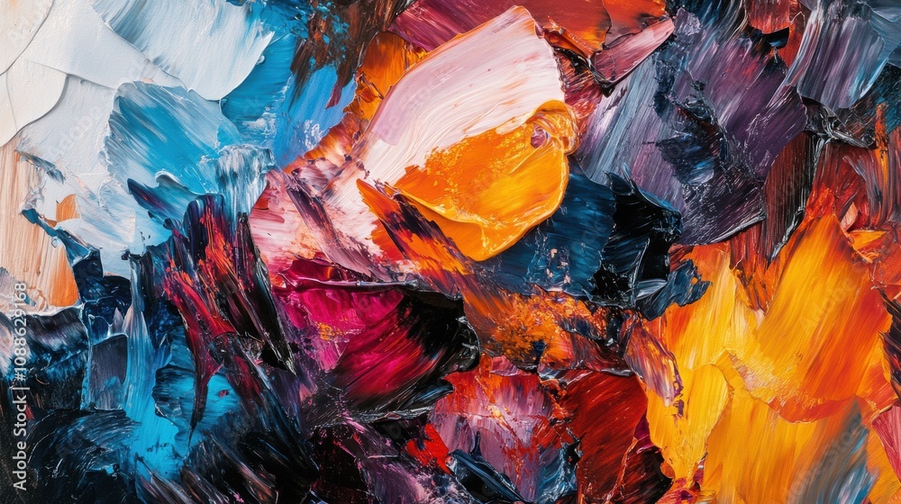 custom made wallpaper toronto digitalAbstract Colorful Painting with Bold Brush Strokes and Dynamic Textures, Showcasing a Vibrant Palette of Blues, Reds, Oranges, and Other Colors for Artistic Inspiration