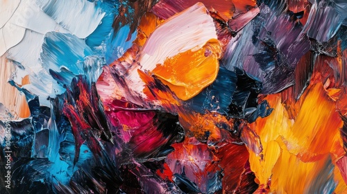 Wallpaper Mural Abstract Colorful Painting with Bold Brush Strokes and Dynamic Textures, Showcasing a Vibrant Palette of Blues, Reds, Oranges, and Other Colors for Artistic Inspiration Torontodigital.ca