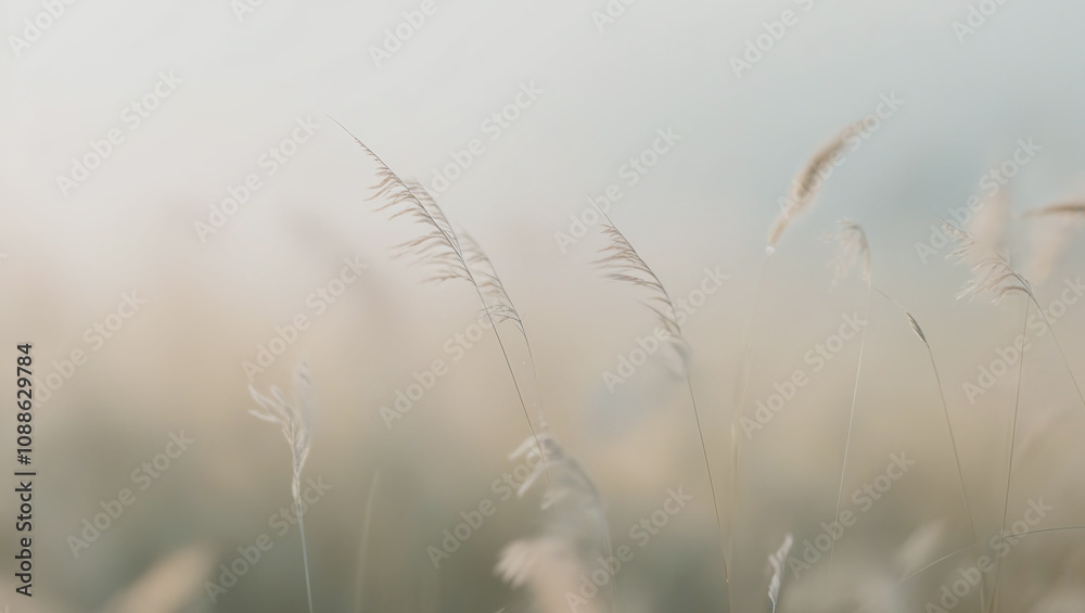 Tranquil Meadow in Soft Mist with Wild Grasses and Delicate Flowers during Sunrise, Dreamy Natural Pastel Hues and Colors with Soft Focus Atmosphere, Connection to Nature Tranquil Meadow in Soft Mist with Wild Grasses and Delicate Flowers during Sunrise, Dreamy Natural Pastel Hues and Colors with Soft Focus Atmosphere, Connection to Nature