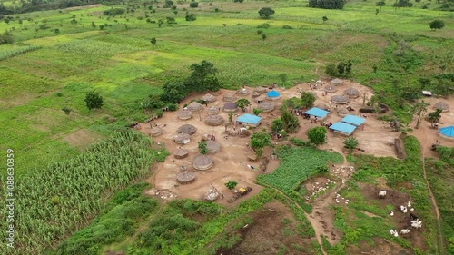 An Ariel shoot of rural cummunity with so many hut house photo