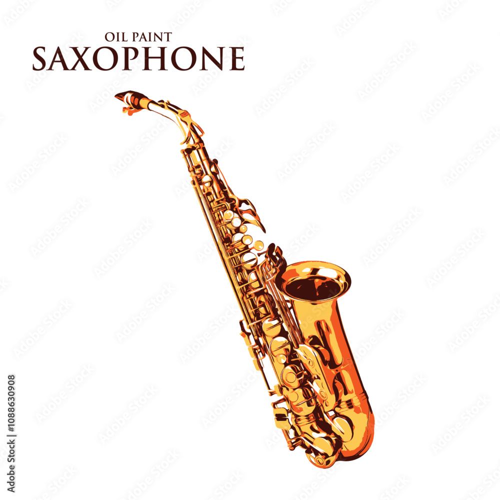 Naklejka premium Musical instruments in oil painting and halftone form