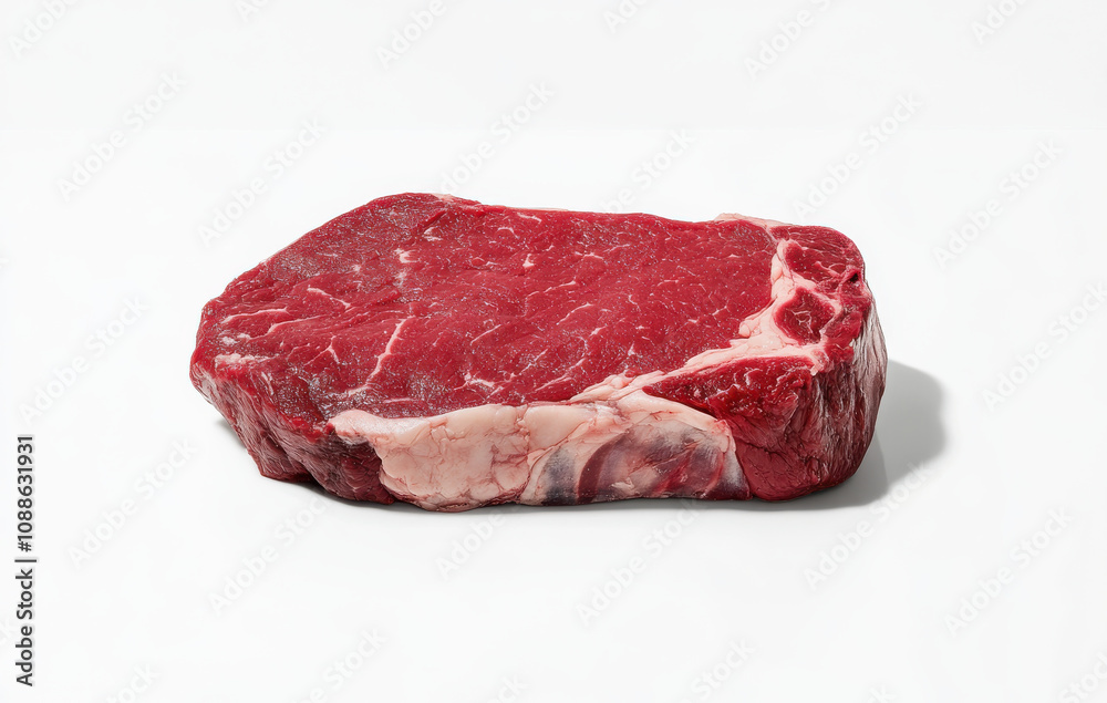 Fototapeta premium Fresh red meat cut with marbling, ideal for grilling or roasting. This high quality beef showcases rich color and texture, perfect for culinary enthusiasts