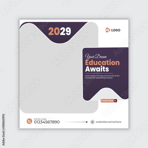 Education square flyer or web banner social media post template.