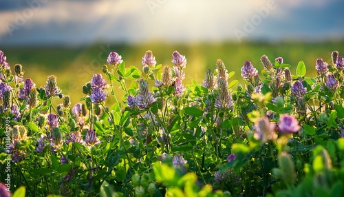 hop alfalfa medicago lupulina blooms in the meadow photo