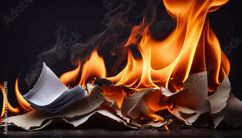 burning paper on  background