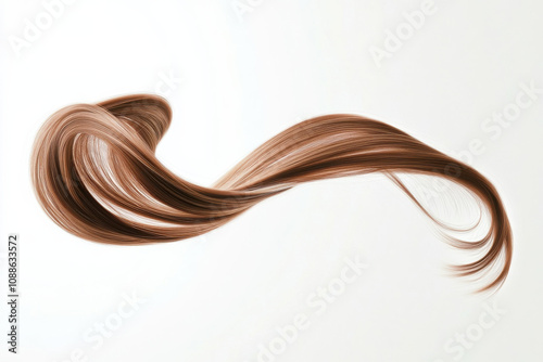 Flowing brown hair strands create dynamic and elegant shape, showcasing texture and movement in minimalist style