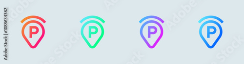 Parking line icon in gradient colors. Automobile signs vector illustration.