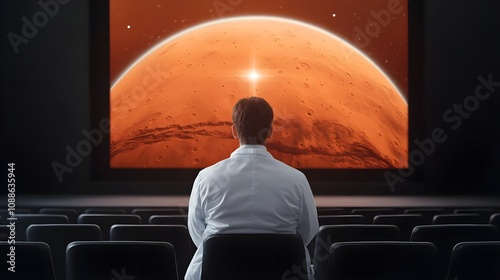 Scientist Watching Mars Presentation photo